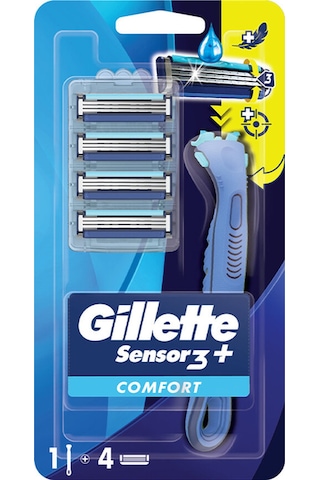 Gillette Sensor3 Plus Comfort Tıraş Makinesi + 4'lü Yedek Başlık