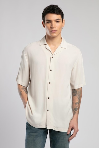 Lee Cooper Faylin Erkek Kısa Kol Dokuma Gömlek Bej-19785 Bej