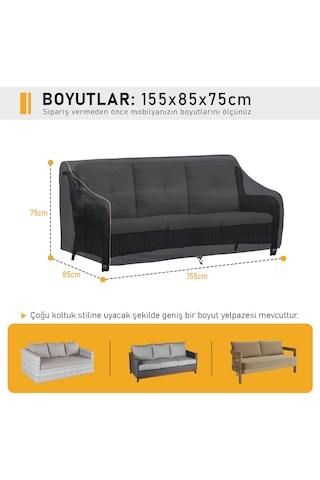 Haegs Çift Kişilik Bahçe Koltuk Örtüsü, Koruma Kılıfı, Su Geçirmez Açık Hava Bahçe Mobilya Kılıfları, Dış Mekan Sandalye Kılıfı Örtü Branda, Ağır Hizmet Tipi, 155-85-75 - Siyah