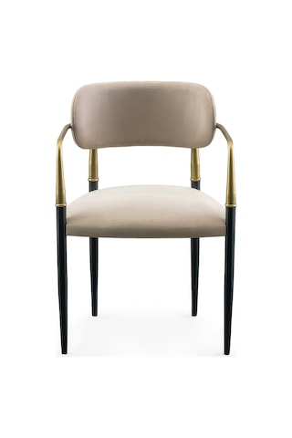 Elegance Kolçaklı Metal Mutfak Sandalyesi Siyah-bej
