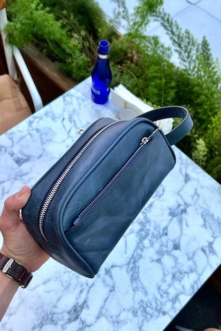 Marble Antik Lacivert Hakiki Deri Erkek El Çantası Günlük-seyahat-spor-traş Bakım Antik Lacivert