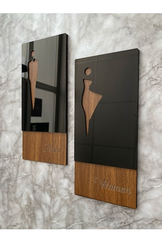 Black Pearl Mdf Serisi Kadın&erkek Wc Yönlendirme Levha Seti