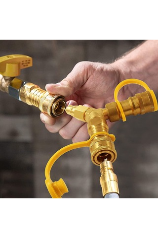 Samdoo 3/8 İnç Bakır Gaz Y Bölücü, Hızlı Bağlantı Adaptörü - Barbekü, Jeneratör, Bahçe Isıtıcı, Pizza Fırını İçin, Kaçak Gider, Güvenli Kullanım Çok Renkli