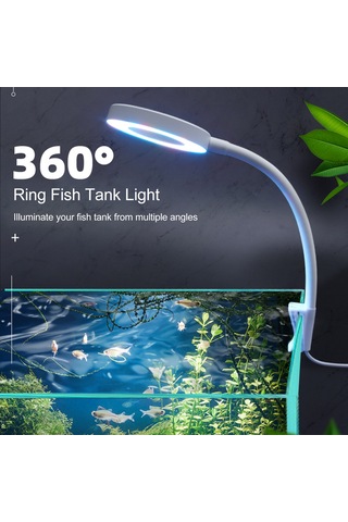 Symbee Usb Led Akvaryum Işığı, 8w, 360 Döner, Sürekli Dimmable, Siyah, Su Bitkileri Için Işık Tamiri Diğer