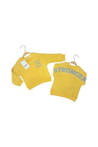 Çikoby Erkek Bebek Your Limits Yazılı Sweatshirt-13681 Sari