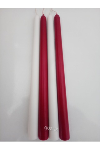 Yılbaşı Özel Serisi 4'lü Kırmızı Beyaz Şamdan Doğal Soya Mumu