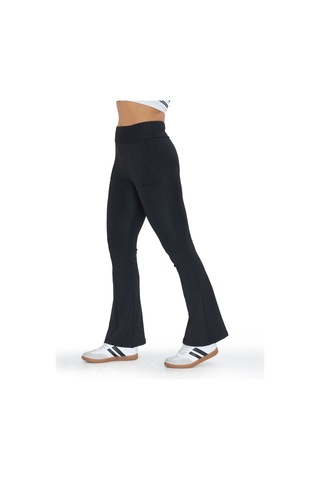 Lesa Wear Kadın Siyah Yüksek Bel Toparlayıcı Çift Cepli İspanyol Paça Tayt Bootcut Siyah