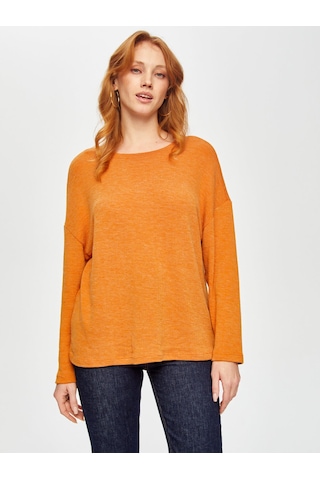 Triko Görünümlü Sweatshirt 69154 U6915461 Orange