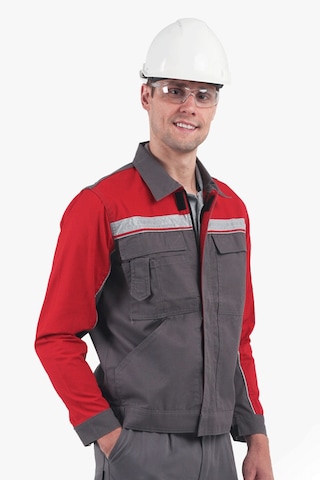 3 Cm Reflektörlü Çok Cepli Mont Gri - Kırmızı