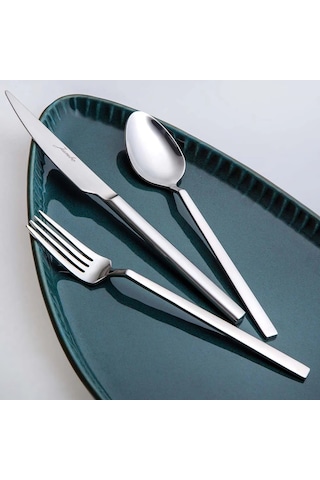 Jumbo 1800 24 Parça 6 Kişilik Tatlı Çatal Kaşık Bıçak Takımı GÜmüş