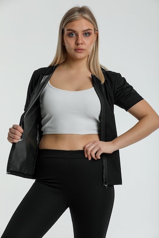 Fit Women Kadın Termal Fermuarlı Kısa Kollu Üst 4414 Açık Siyah