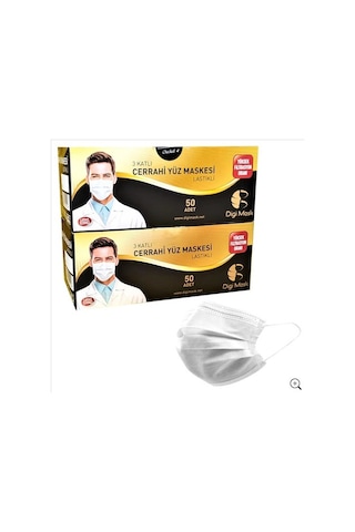 Digi Mask 3 Katlı Telli Lastikli Cerrahi Maske 100 Adet