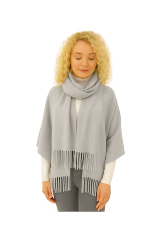 1 Adet Kadın Büyük Bedene Uygun Ekstra Yumuşak Dokulu Püskül Detaylı Kışlık Atkı Omuz Şalı Gri