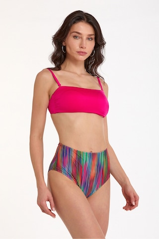 Argento Kadın Fuşya Çıkarılabilir İnce Kaplı Yüksek Bel Straplez Bikini Takımı Fuşya