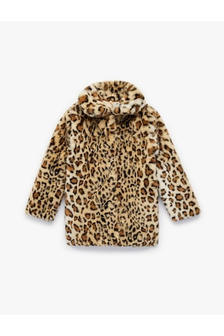 Koton Uzun Kollu Bebe Yaka Leoparlı Peluş Kaban Bej Desenli 6wkg20051aw Ekru