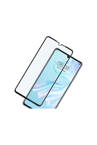 Huawei P30 Siyah 5D Tam Kaplayan Ekran Koruyucu Cam