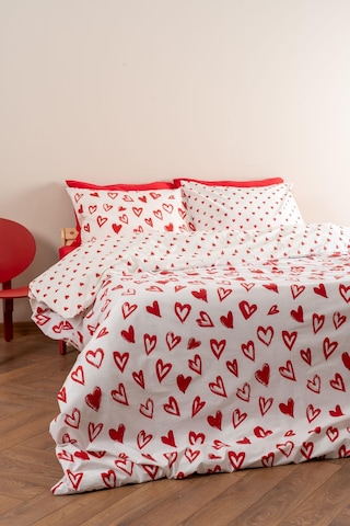 Soley Mix & Match Lover %100 Pamuk Çift Kişilik Nevresim Seti Kırmızı