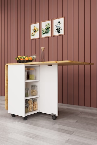 Lüks Katlanır Mutfak Yemek Masası %100 MDF Pratik Çekmeceli Çalışma Masası KM02