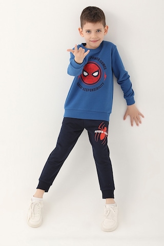 Spider Man D4832-3 Çocuk Saks Mavi Eşofman Takımı