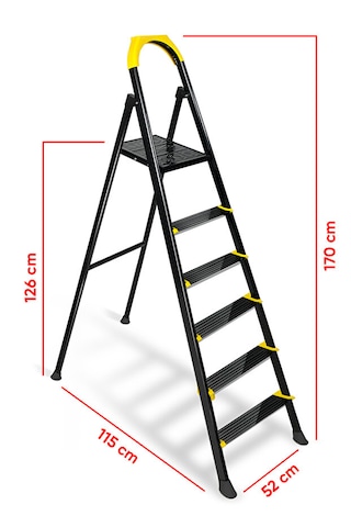 Ze Hardy 5+1 Basamaklı Özel Tasarım Hafif Merdiven Kaymaz Papuçlu Dayanıklı Paslanmaz 5+1 Basamaklı