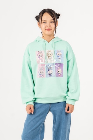 Kız Çocuk Labubu Baskılı 3 İplik Kışlık Şardonsuz Sweatshirt 4540 Mint