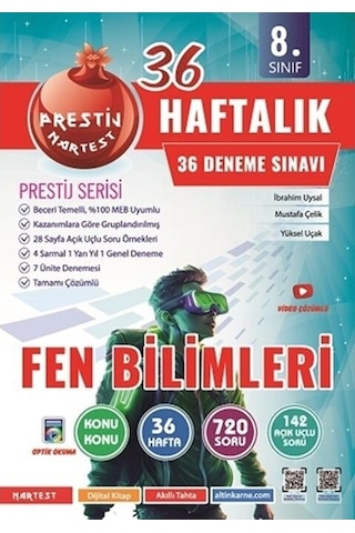 Nartest Yayınları 8. Sınıf Fen Bilimleri Haftalık Deneme Nartest Yayınları 8. Sınıf Fen Bilimleri Haftalık Deneme