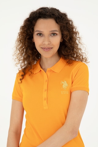 U.S. Polo Assn. Kadın Turuncu Polo Yaka Mini Boy Örme Elbise 50280069-VR051