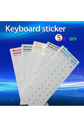 Monyee Rus Alfabe Klavye Sticker'ları 2 Adet - Su Geçirmez, Dayanıklı Pvc - Sarı Renk