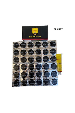 Radial Patch Bisiklet Lastik Tamir Yama Seti Soğuk Yama Yuvarlak Siyah 36'lı Siyah