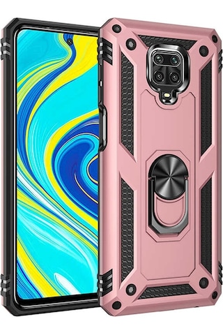 Xiaomi Redmi Note 9s Kılıf Sert Silikon Yüzüklü Stand Özellikli Kapak