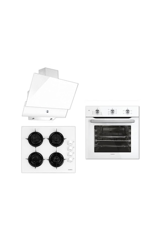 Kumtel B66 - KO-40TAHDF - DA6-830W Beyaz Kristal Ankastre Set