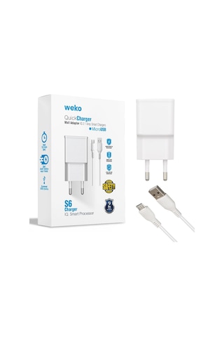 Weko Wk-21434 2.1a Hızlı Şarj Adaptörü + 70cm Micro Usb Kablo Seti