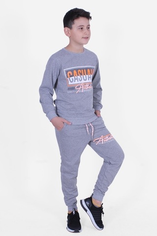 Fyk Kids 2 İplik Baskılı Erkek Çocuk Eşofman Takımı Gri