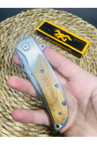 Browning Marka Ahşap&metal Kasa Kamp Çakı //23cm-322141 Açık Kahverengi