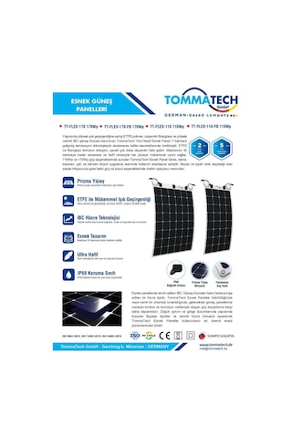 Tommatech 110wp Flexible Esnek Güneş Paneli Tt-flex-110