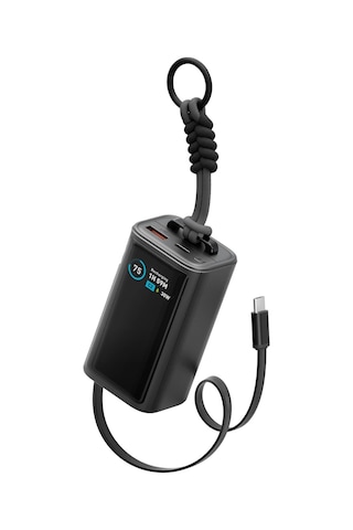 Energea Compac Arc 45 Dijital Göstergeli 10.000 Mah Dahili Type-c Kablolu 45w Şarj Çıkışlı Pd Hızlı Şarj Powerbank - Siyah Siyah