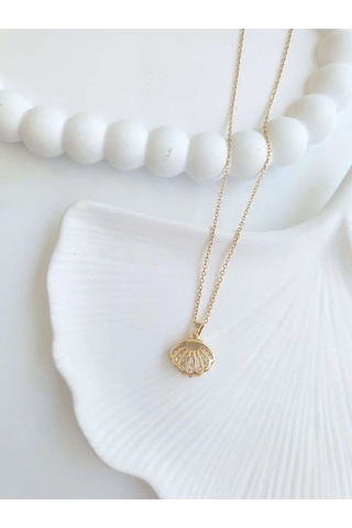 Çelik Gold Istiridye Kadın Kolye Sevgiliye Hediye Altın