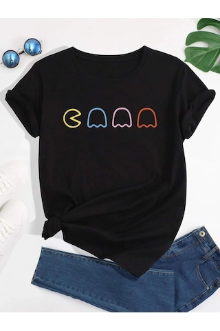 Flood Of Style Unisex Siyah Pacman Baskılı Oversize