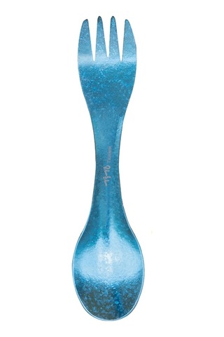 Fortunelane Çok Renkli Saf Titan Spork - 16.5 Cm, 16 G, Mavi Buz Kristal Desenli Çok Renkli