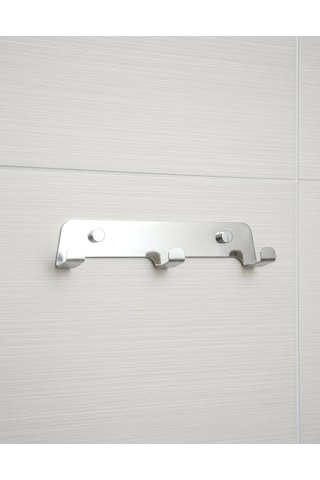 Askılık 3 Lü Yapışkanlı Ve Vidalı 1,2mm Ss201 Paslanmaz Çelik Renk Krom Çok Renkli