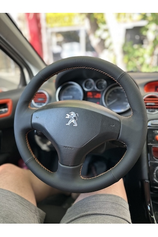 Peugeot 308 2011 Araca Özel Direksiyon Kılıfı Nokta Düz Turuncu