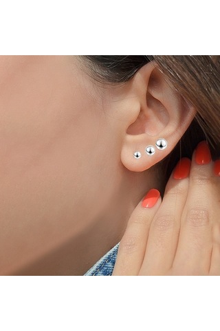 Chavin Yuvarlak Gri 3/4/5 MM. Set Bayan Erkek Çelik Küpe Ep12By