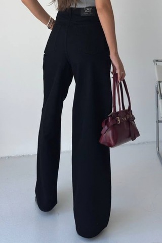 Balenbi Kadın Yüksek Bel Jean Salaş Kesim Extra Wide Leg Kot Pantolon 1240 - Premium Seri Siyah 2300