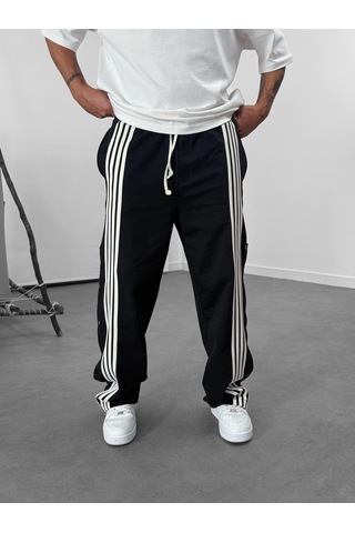 Cocopelli Şeritli Siyah Erkek Baggy Pantolon Coc1062 Siyah