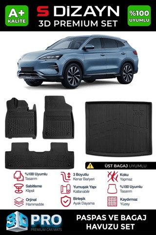 S-dizayn Byd Seal U3d Pro Havuzlu Paspas Ve Bagaj Havuzu Seti 2'li Set Üst Bagaj 2024 Üzeri A+ Kal