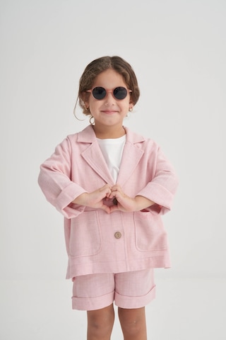 Magu Kız Çocuk Pamuklu Pembe Ceket Ve Şort 2'li Takım Pembe