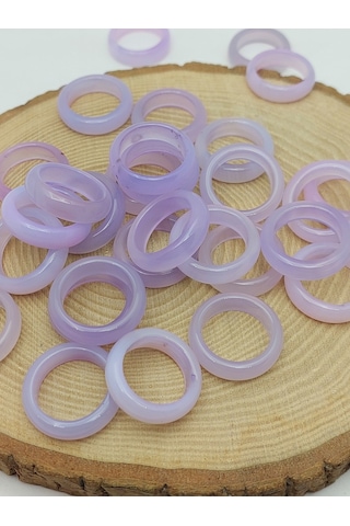 Akik Taşı Yüzük Sisli Açık Mor Alacalı 6mm Kalınlık 59946 Bakır