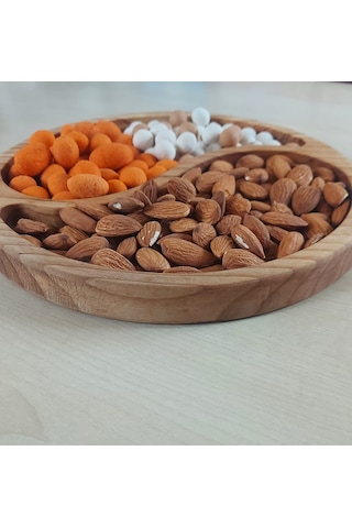 Ahşap Yuvarlak Çerezlik Kahvaltı Sunum Tabağı
