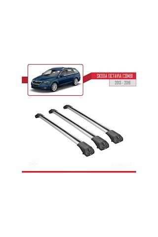 Skoda Octavia Combı 2013-2016 Arası İle Uyumlu Ace-1 Ara Atkı Tavan Barı Gri 3 Adet Bar