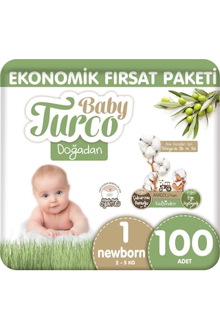 Baby Turco Doğadan Ekonomik Fırsat Paketi Bebek Bezi 1 Numara 100 Adet 2'li
